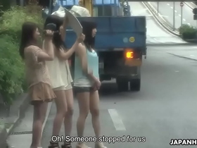 Japanese teens, Shiori, Nozomi and Yuuko, uncensored